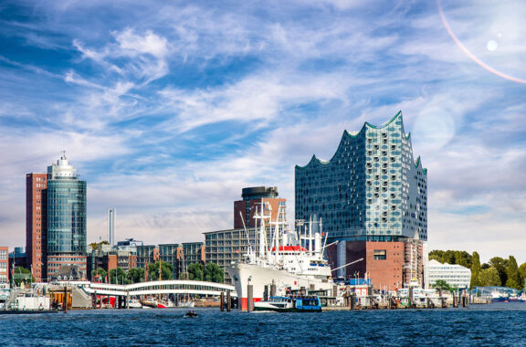View of Hamburg’s Elbphilharmonie concert hall and harbor, location of Hydrogen Technology Expo Europe 2025