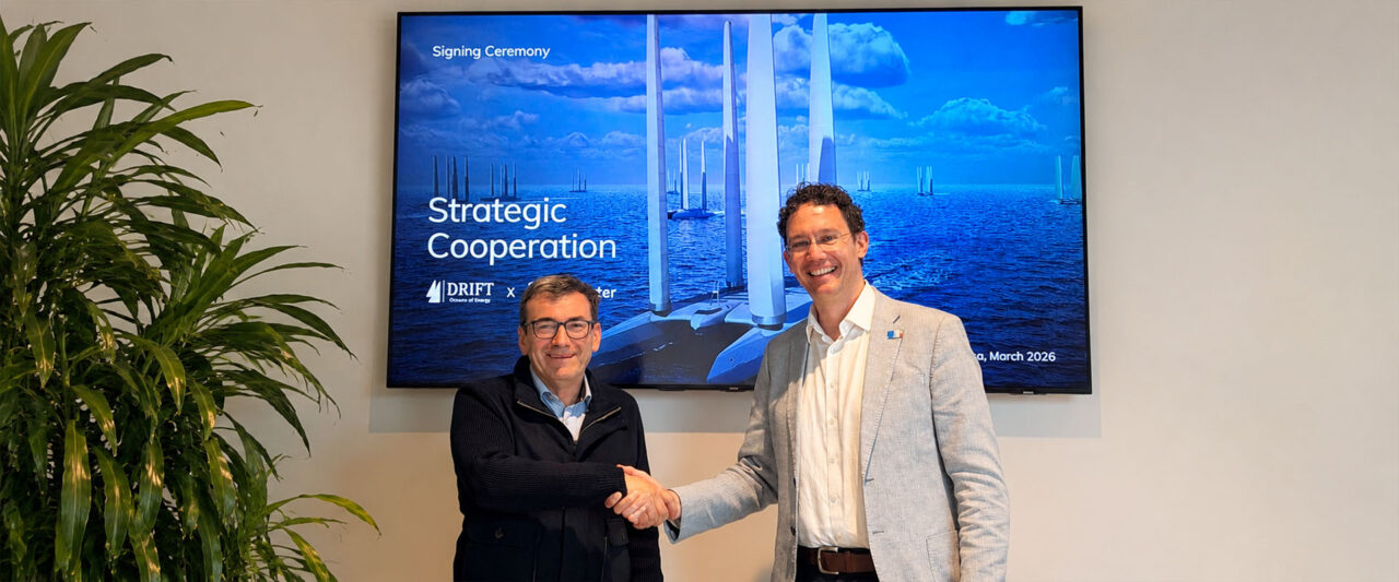 Enapter CEO Jürgen Laakmann and DRIFT Energy CEO Ben Medland during the partnership signing ceremony in Pisa, Italy.